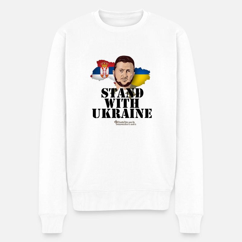Serbia Ukraine Zelensky - Männer Premium Bio Pullover - Weiß