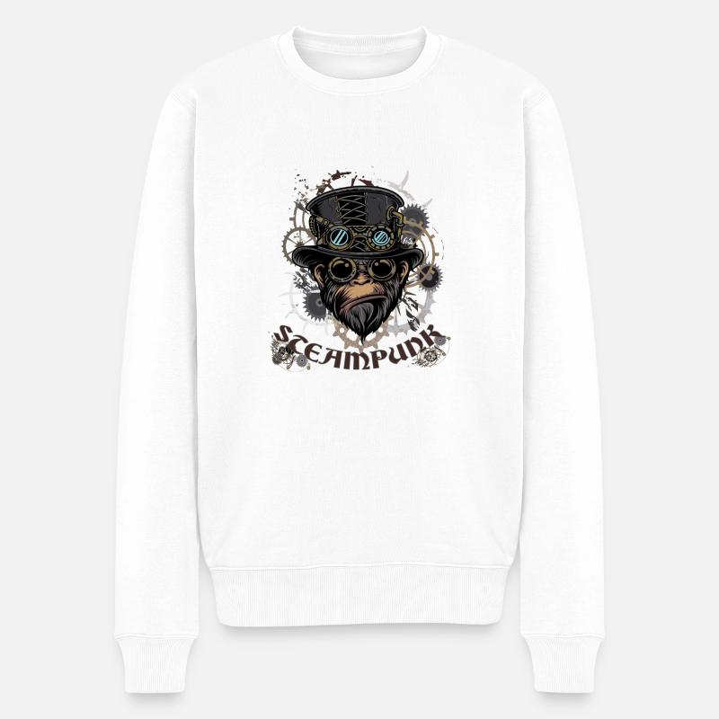 Steampunk Art Gorille - Pull Premium bio Homme - blanc