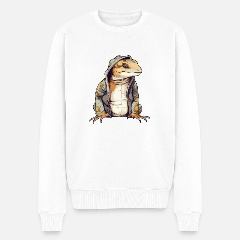 Fijo Salamander - Männer Premium Bio Pullover - Weiß