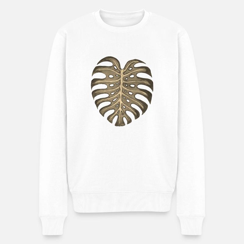 Monstera - Männer Premium Bio Pullover - Weiß