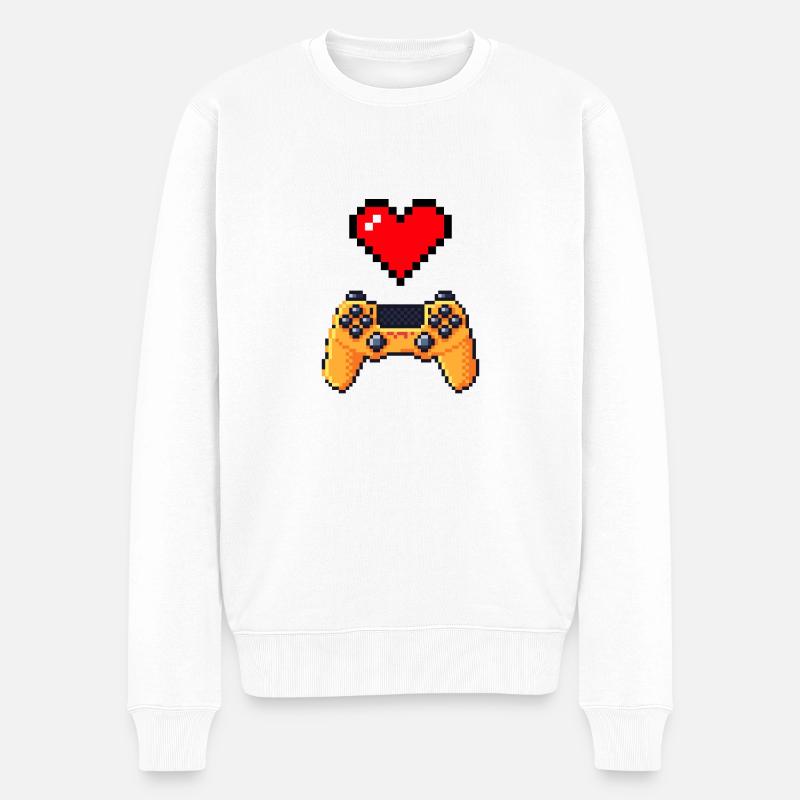 Manette coeur retro gaming - Pull Premium bio Homme - blanc