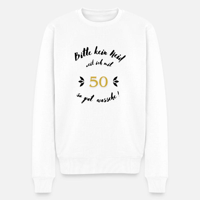 50er Schwarz - Männer Premium Bio Pullover - Weiß