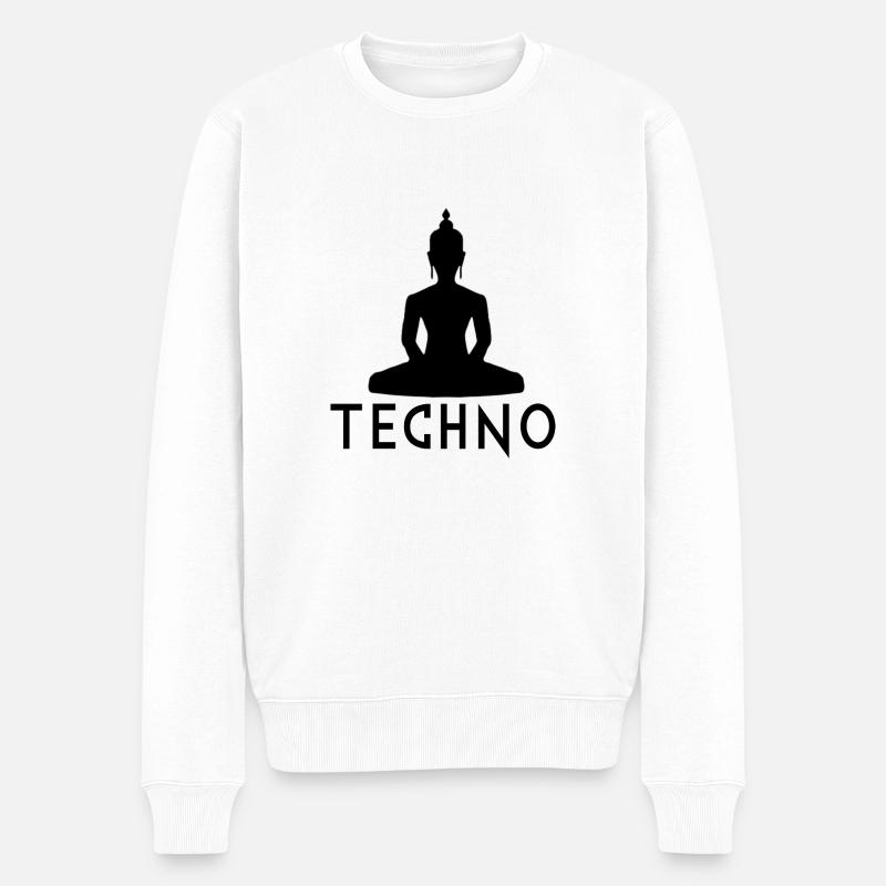 Techno-Musik - Männer Premium Bio Pullover - Weiß