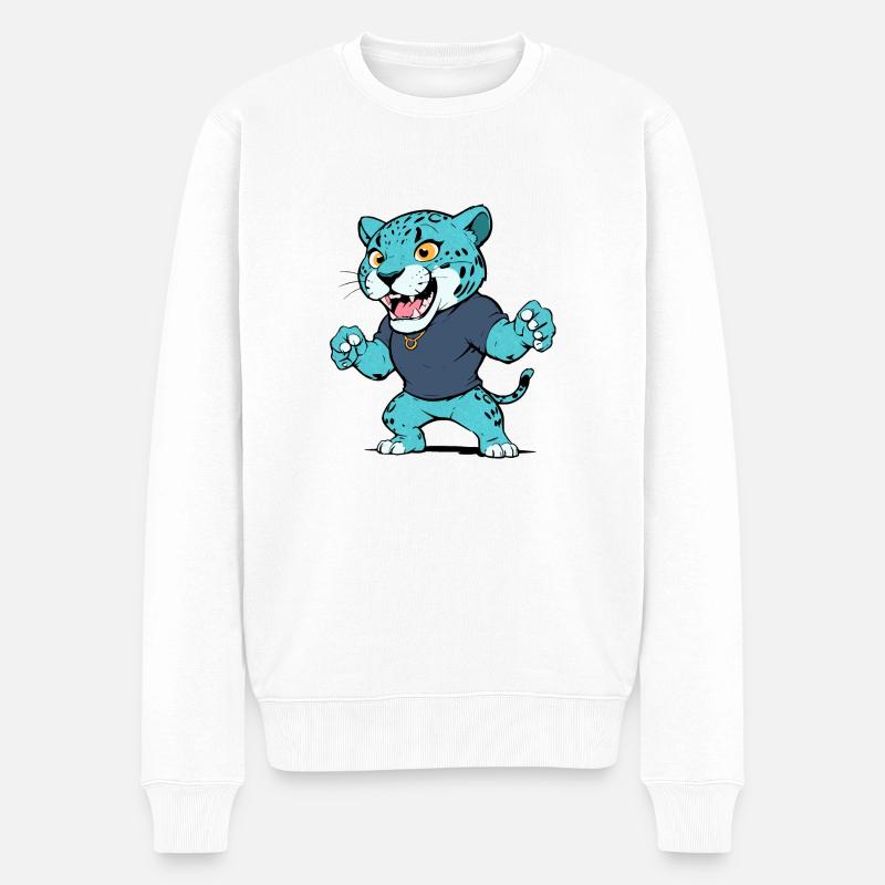 kleiner Jaguar - Männer Premium Bio Pullover - Weiß
