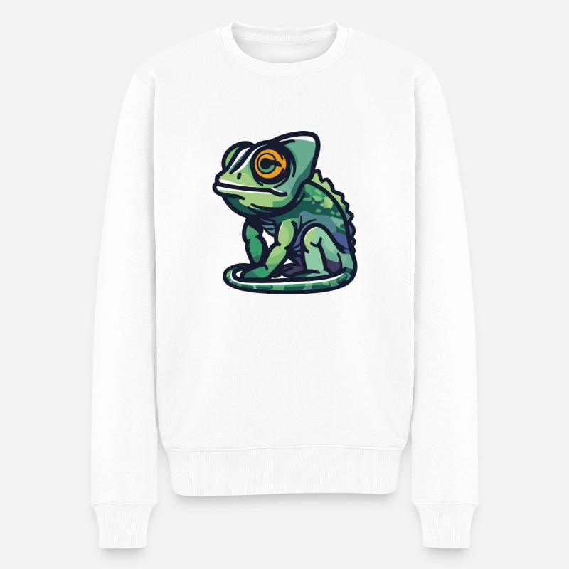Chamäleon - Männer Premium Bio Pullover - Weiß