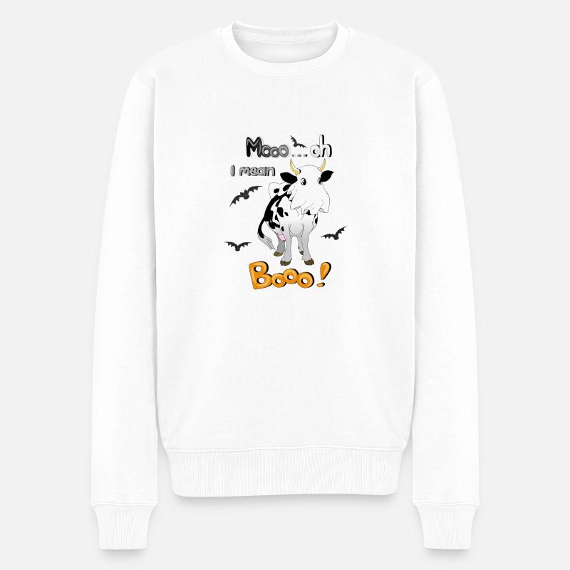 Kuh Halloween Mooo - Männer Premium Bio Pullover - Weiß