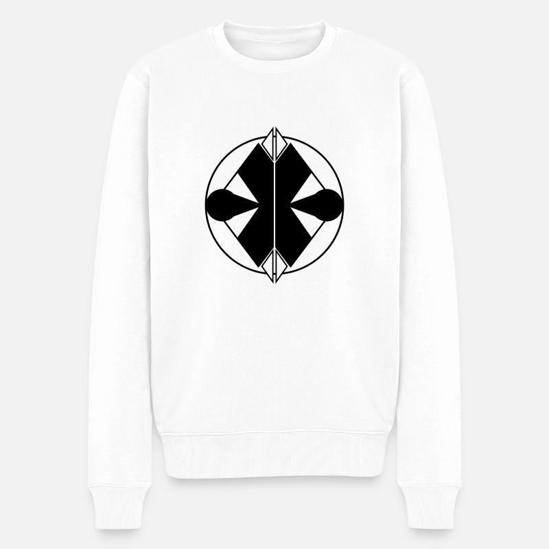 Abstraktes schwarzes Logo – minimalistische Eleganz - Männer Premium Bio Pullover - Weiß