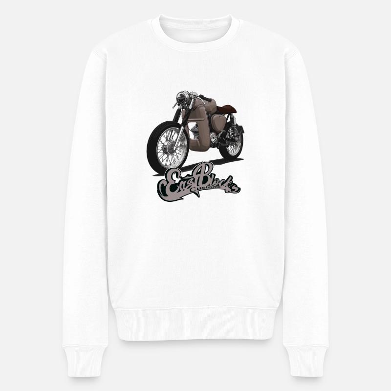 S51 (marron) // Illustration - Pull Premium bio Homme - blanc