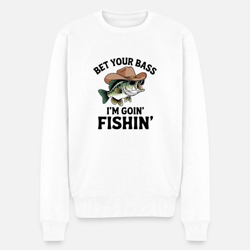 Cooles Barschangeln - Männer Premium Bio Pullover - Weiß