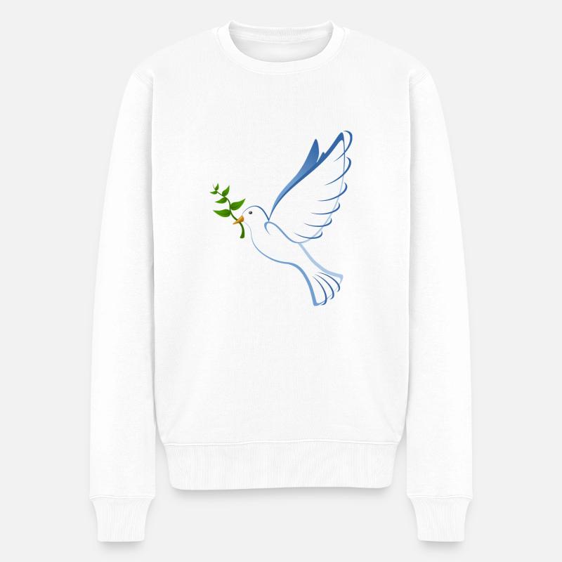 Friedenstaube - Männer Premium Bio Pullover - Weiß