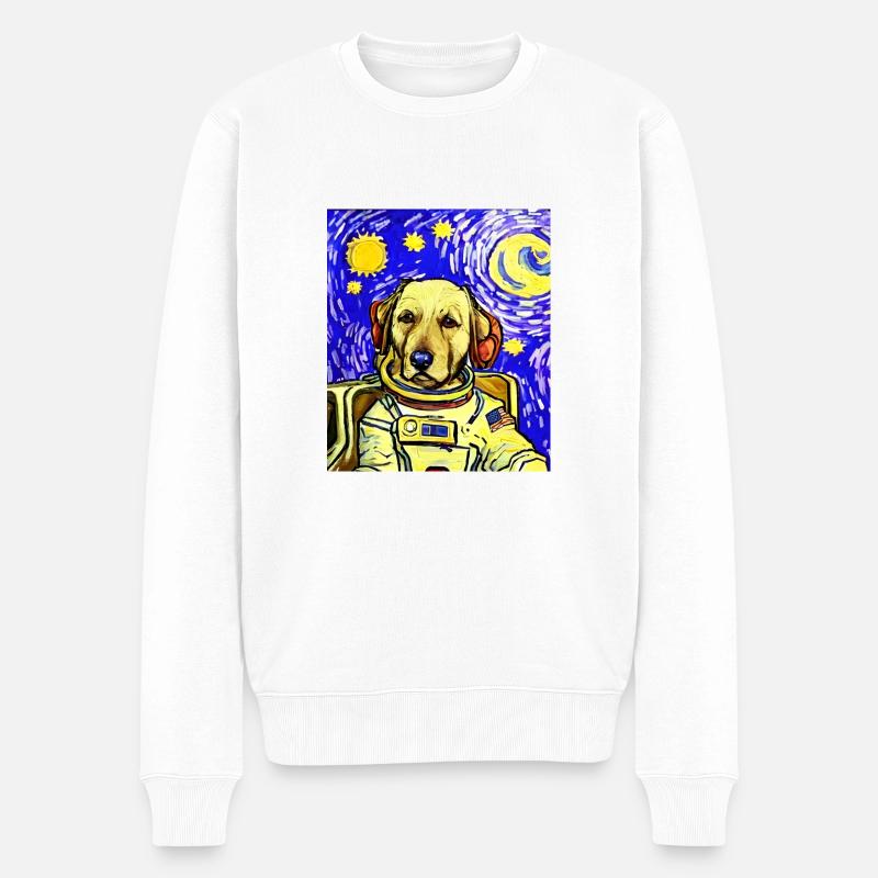 Astronautenhund Van Gogh - Männer Premium Bio Pullover - Weiß