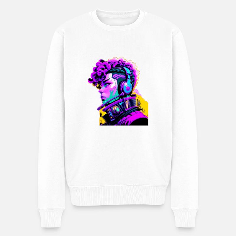 Musik Cyborg Headset - Männer Premium Bio Pullover - Weiß