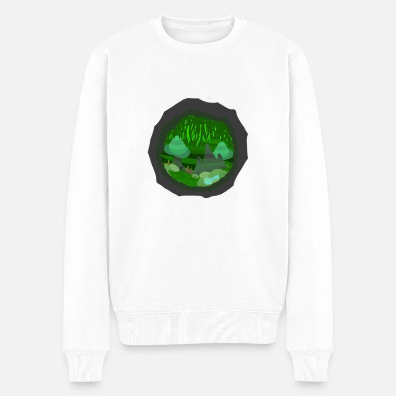 Surreale Höhlenwelt - Männer Premium Bio Pullover - Weiß