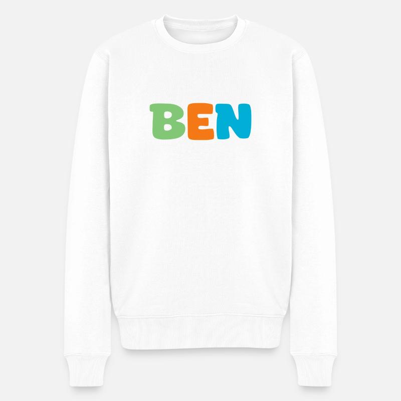 Name - Ben - Männer Premium Bio Pullover - Weiß