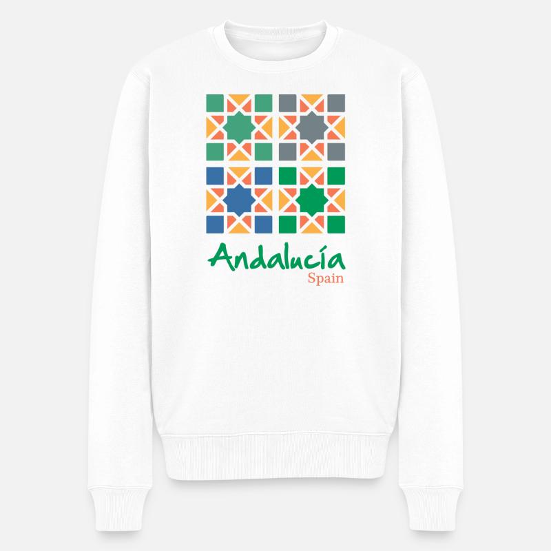 Andalusian Tiles 4 - Männer Premium Bio Pullover - Weiß
