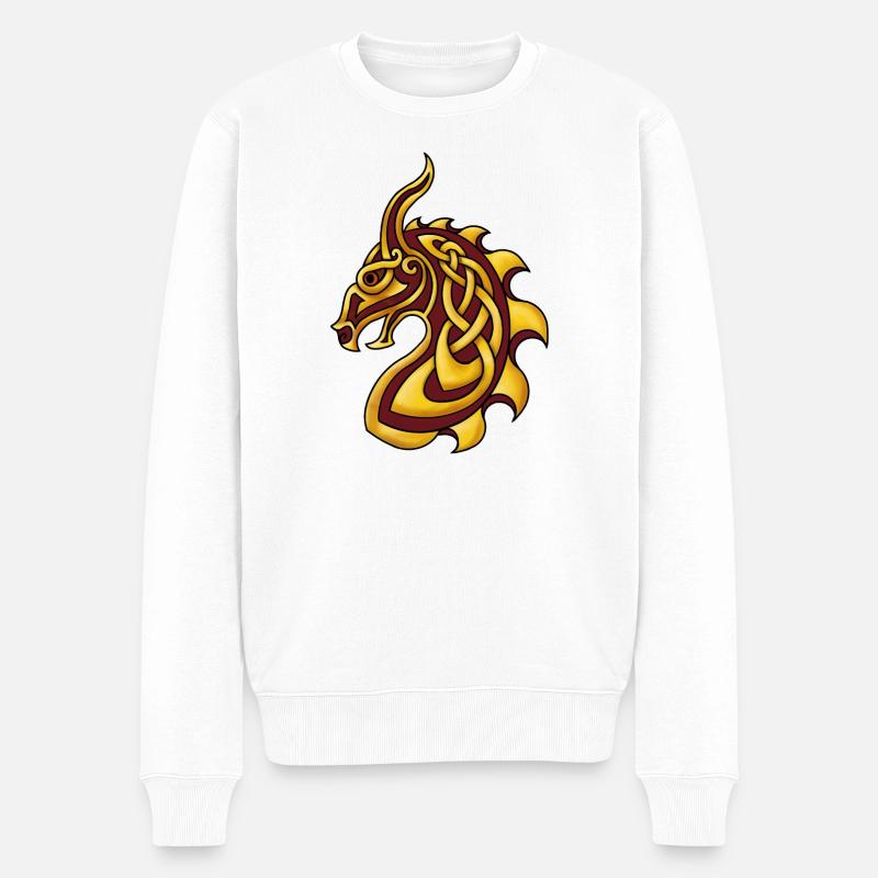 Celtic Dragon Red Gold - Pull Premium bio Homme - blanc