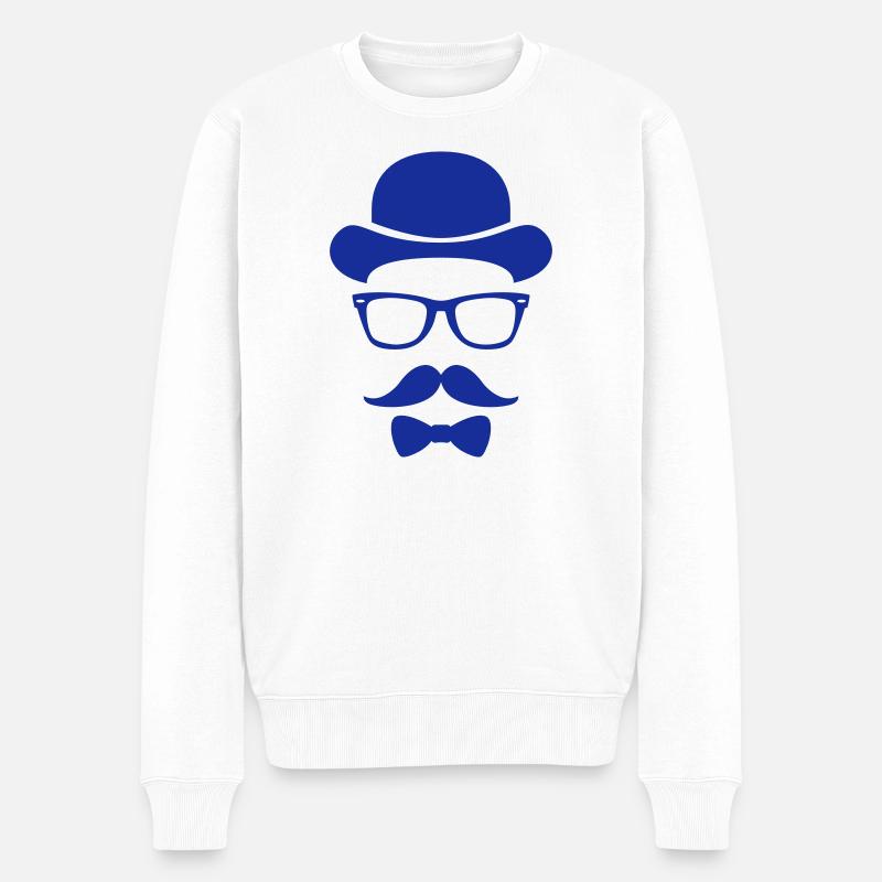 bräutigam hipster junggeselle - Männer Premium Bio Pullover - Weiß