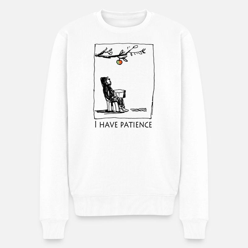 Geduldige Lektüre am Obstzweig - Männer Premium Bio Pullover - Weiß