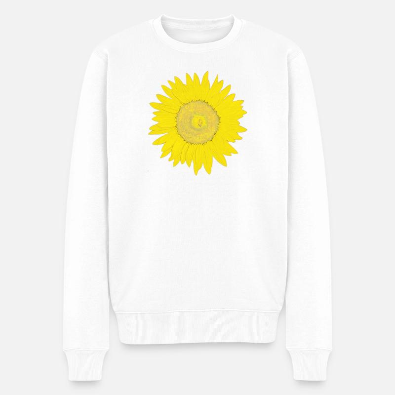 Sonnenblume im impressionistischen Stil - Männer Premium Bio Pullover - Weiß