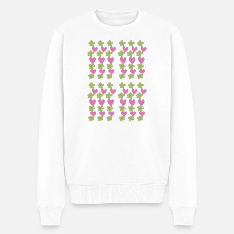 motif de fleurs de cœurs - Pull Premium bio Homme - blanc