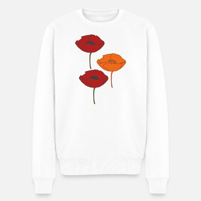 mohnblumen und orange - Männer Premium Bio Pullover - Weiß
