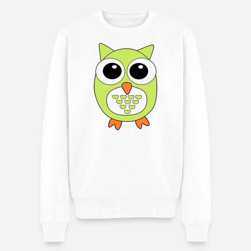 Eule grüne Eule - Männer Premium Bio Pullover - Weiß