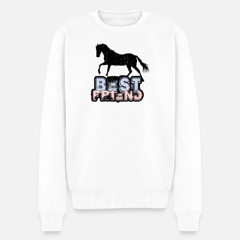 Meilleur ami Horse Pferd - Pull Premium bio Homme - blanc