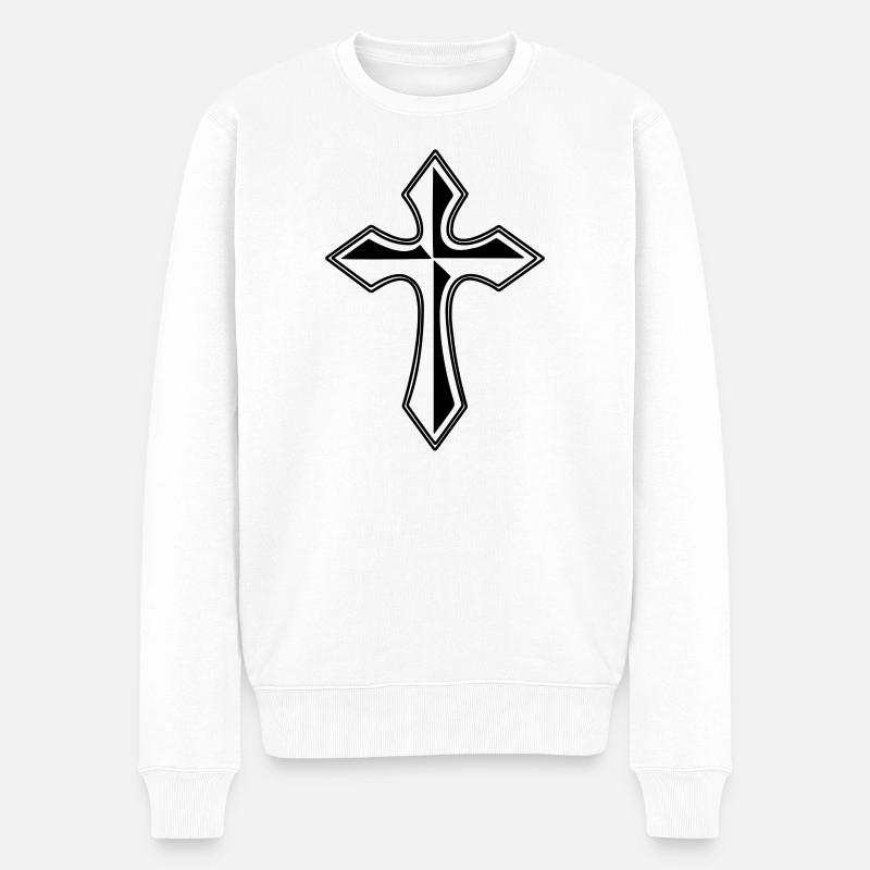 Image d’ombre transparente croisée - Pull Premium bio Homme - blanc