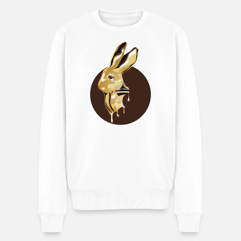 goldfarbener Kaninchen Kopf im Hochglanz Look - Männer Premium Bio Pullover - Weiß