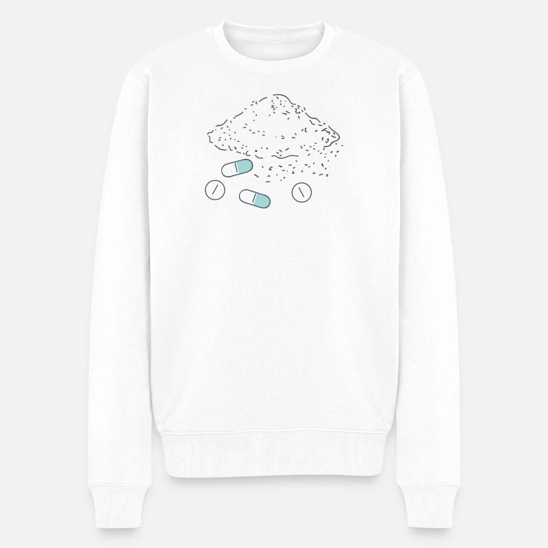 Nahrungsergänzungsmittel Pillen Pulver Tabletten - Männer Premium Bio Pullover - Weiß