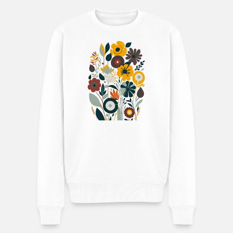 Blumenstrauß - Männer Premium Bio Pullover - Weiß
