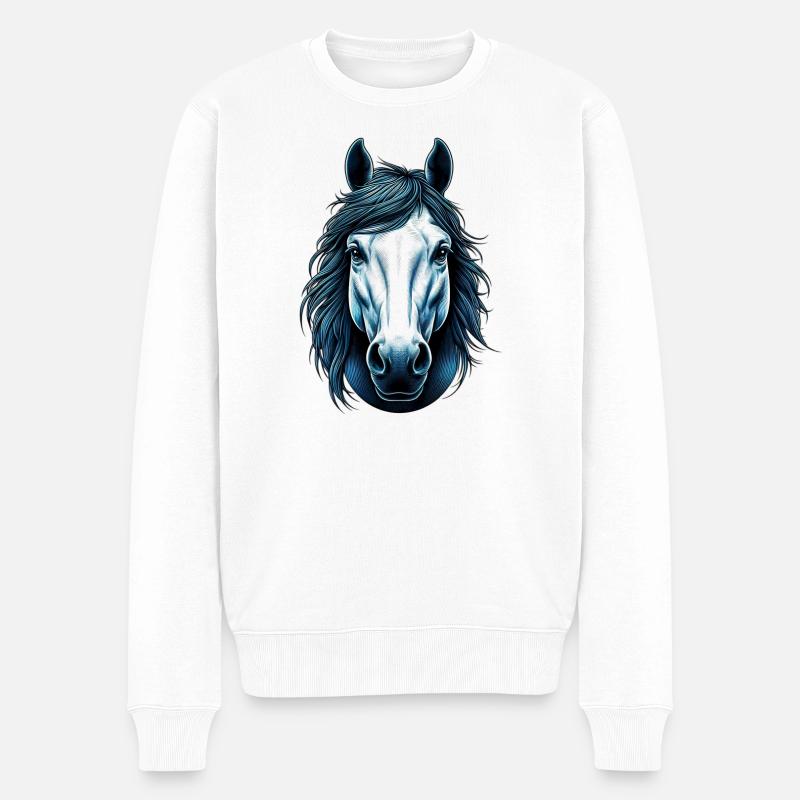 Pferd - Männer Premium Bio Pullover - Weiß