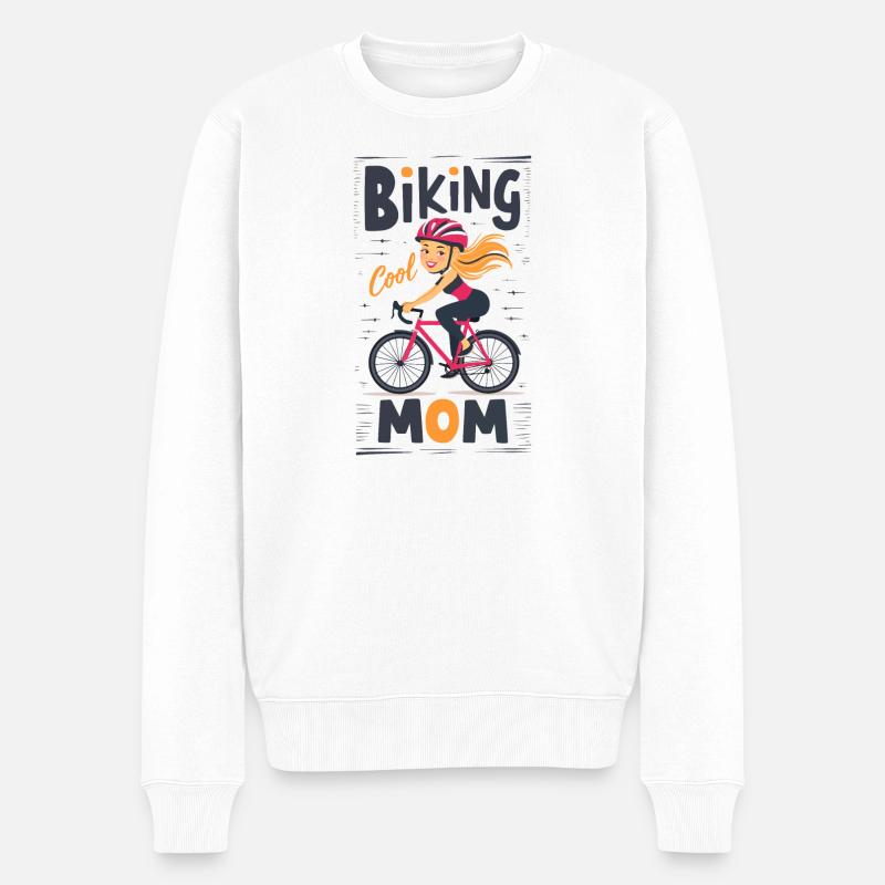 Cool Biking Mom Illustration Design - Pull Premium bio Homme - blanc