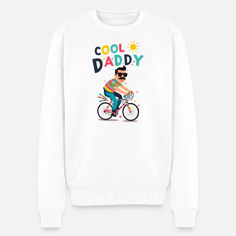 Lebendiges cooles Daddy-Radfahrer-Design - Männer Premium Bio Pullover - Weiß