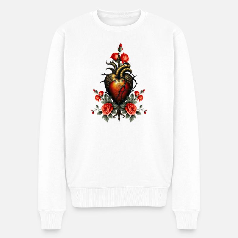 Die gotische Eleganz des Herzens - Männer Premium Bio Pullover - Weiß
