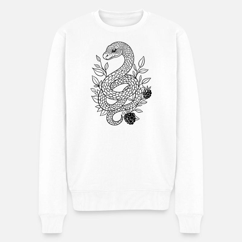 Schlange mit Brombeeren zum selber Ausmalen - Männer Premium Bio Pullover - Weiß