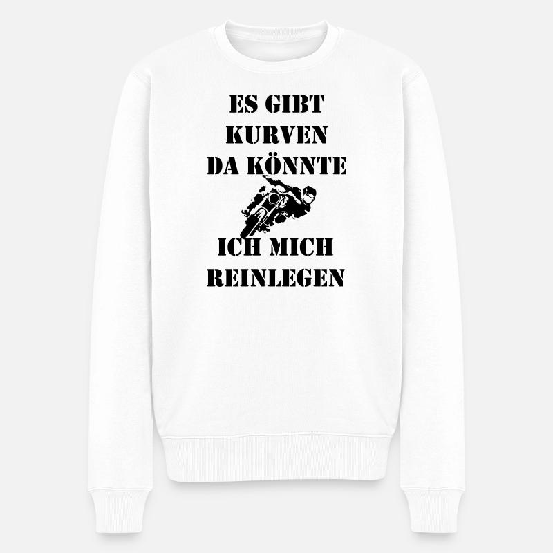 kurven legen Motorrad  - Männer Premium Bio Pullover - Weiß