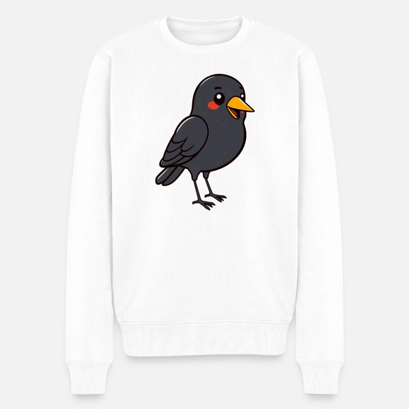 oiseau merle noir - Pull Premium bio Homme - blanc