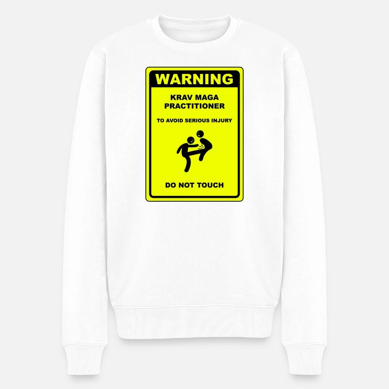Avertissement! Pratiquant de Krav Maga ! - Pull Premium bio Homme - blanc