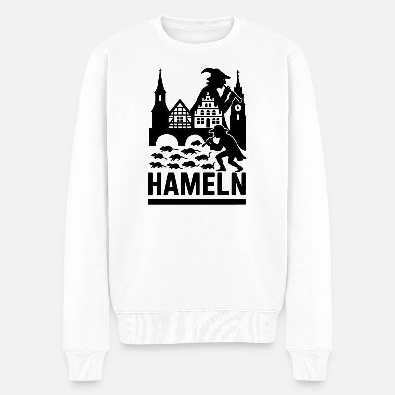 Hameln Stadt Rattenfänger Silhouette - Männer Premium Bio Pullover - Weiß