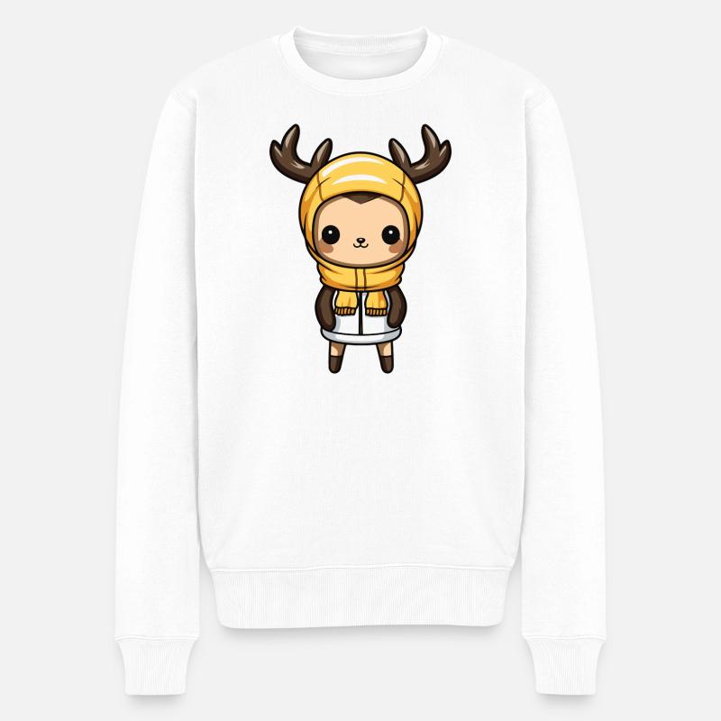 Reh Niedlich Comic Winter - Männer Premium Bio Pullover - Weiß