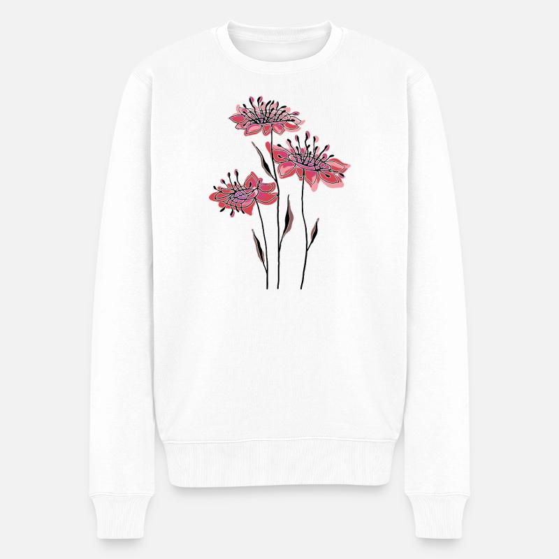 Blumen - Männer Premium Bio Pullover - Weiß