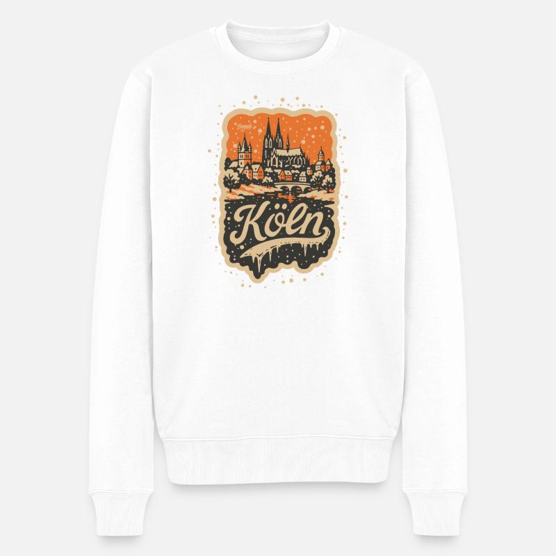 Köln Winterlandschaft   - Männer Premium Bio Pullover - Weiß