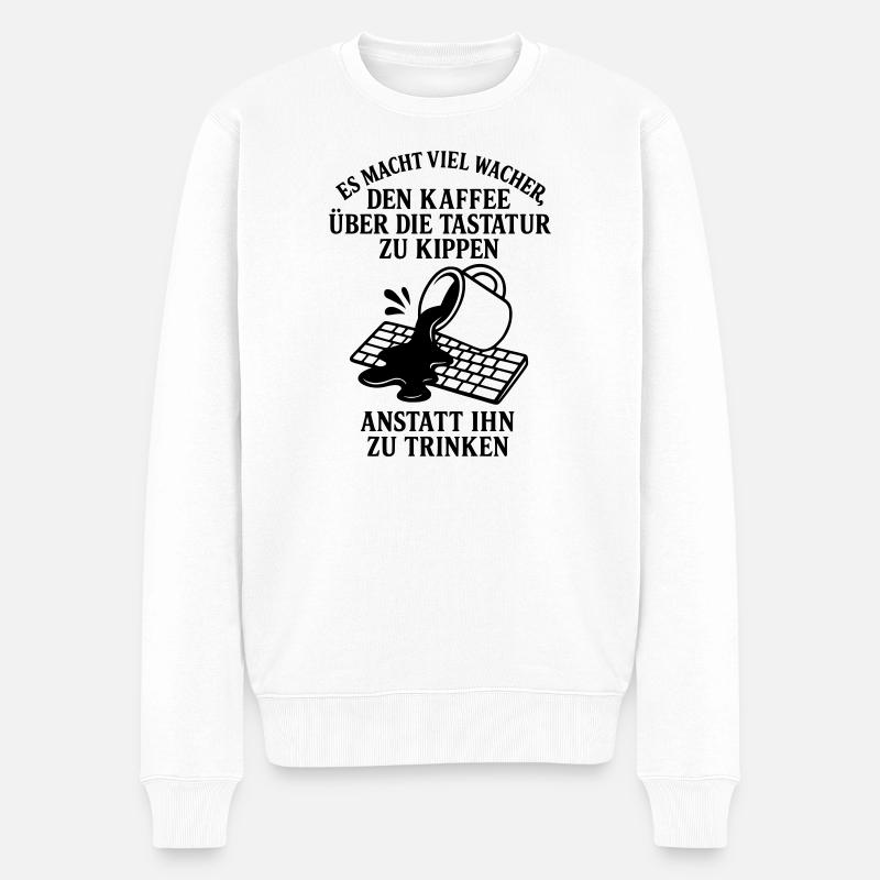 Clavier à café stimulant - Pull Premium bio Homme - blanc