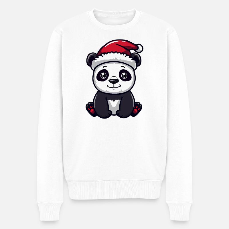 Panda Weihnachten - Männer Premium Bio Pullover - Weiß
