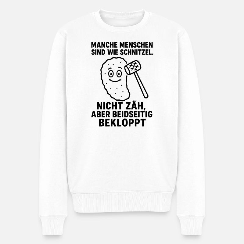 bekloppte menschen schnitzel - Männer Premium Bio Pullover - Weiß