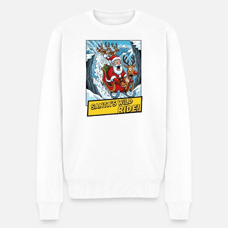 Tshirt Santa Wild Ride Winterabenteuer - Männer Premium Bio Pullover - Weiß