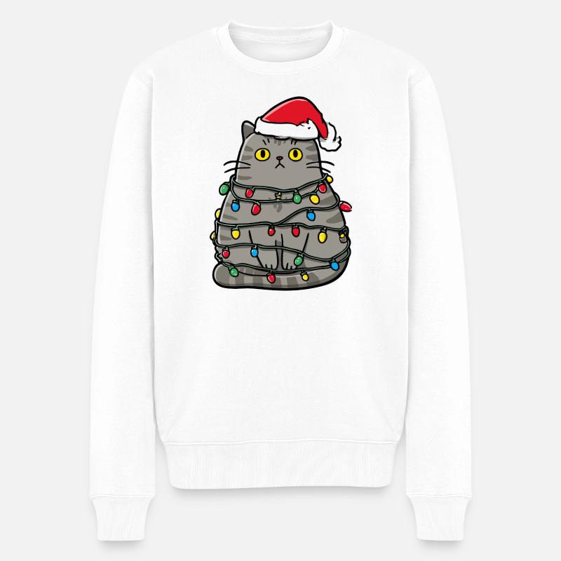 Noël chat maladroit - Pull Premium bio Homme - blanc