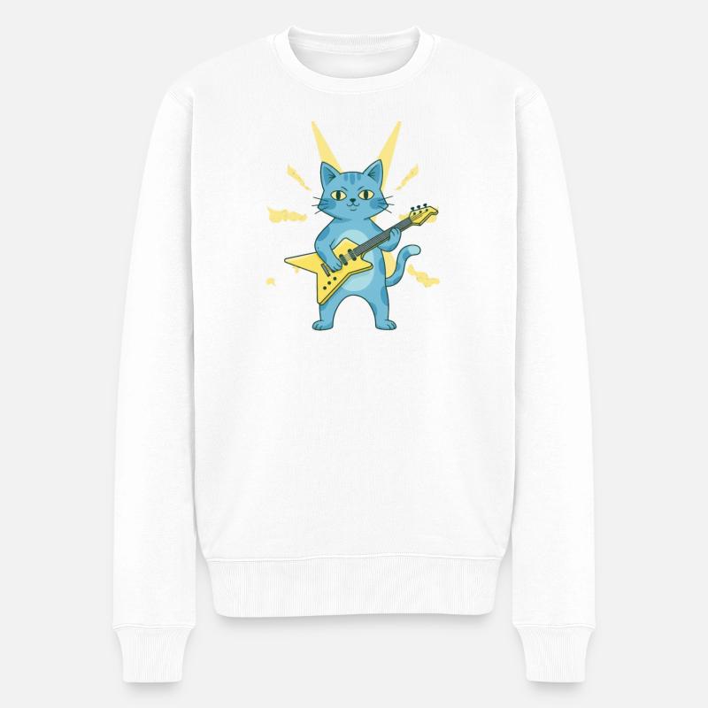 Guitariste Blue Cat - Pull Premium bio Homme - blanc