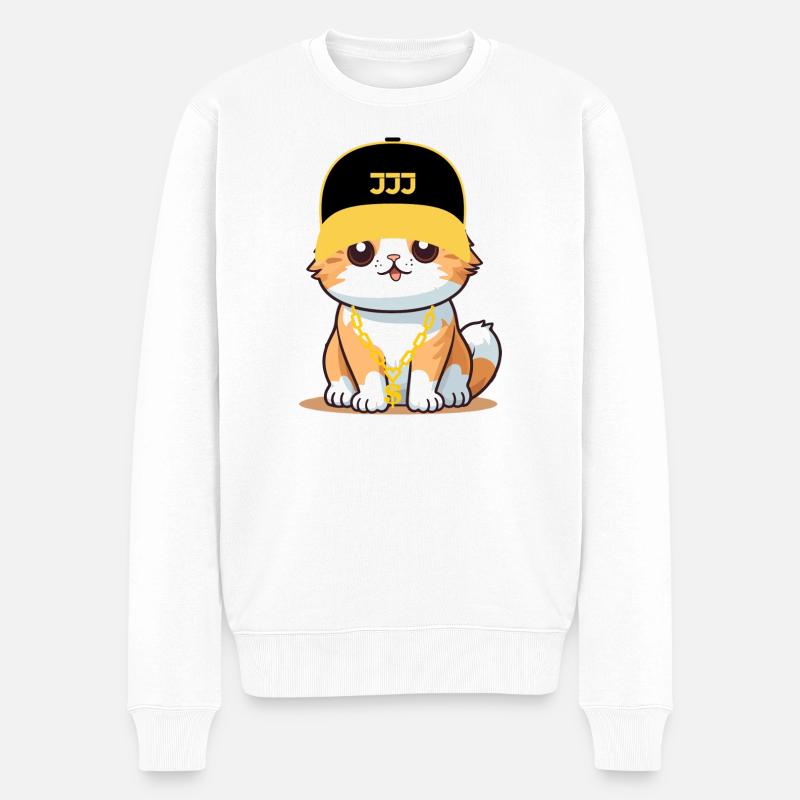Swag-Katze – coole Katze - Männer Premium Bio Pullover - Weiß
